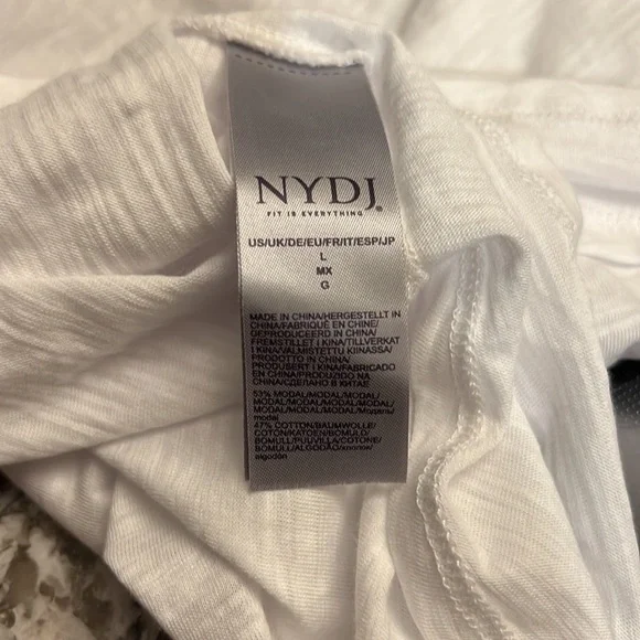 NYDJ Large White Split-Sleeve Tee - Picture 8 of 9